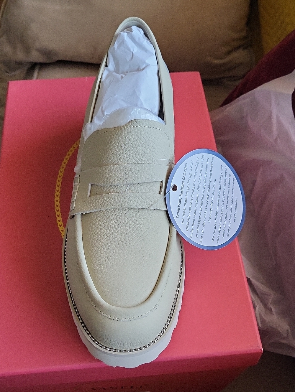 Vaneli Ivory Pebbled Leather Slip-On Penny Loafers